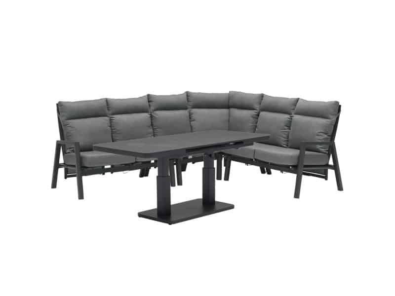 Caribbean verstelbare hoek loungeset 6 delig antraciet met uitschuifbare verstelbare tafel