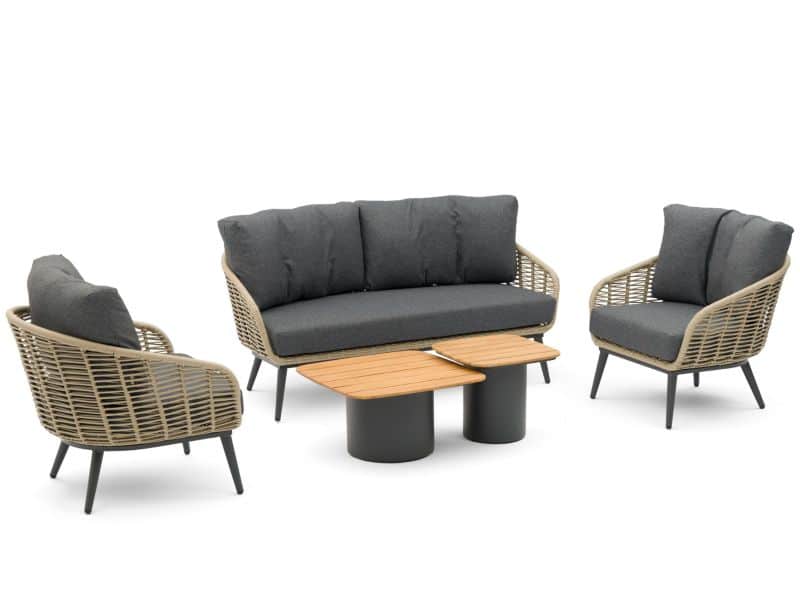 Coco Vinci/Ronda teak stoel-bank loungeset 5-delig