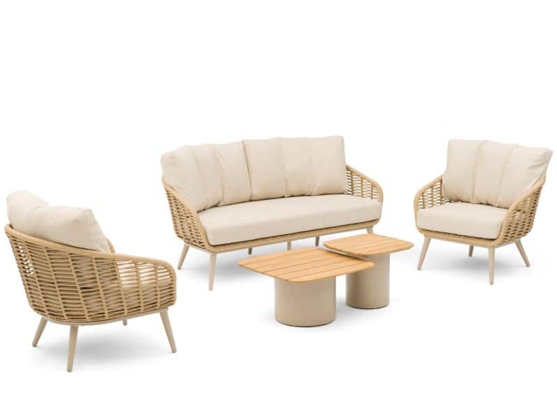 Coco Vinci/Ronda teak stoel-bank loungeset 5-delig