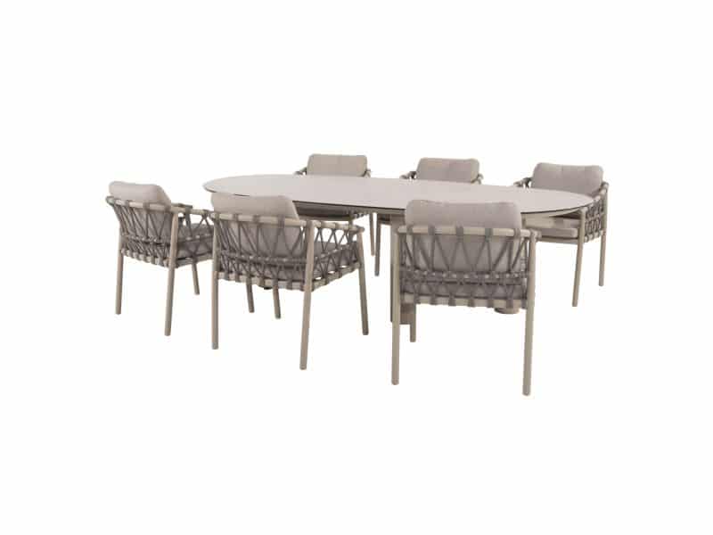 Denia Piacenza dining tuinset 240x105xH75 cm 7 delig keramiek latte Taste 4SO