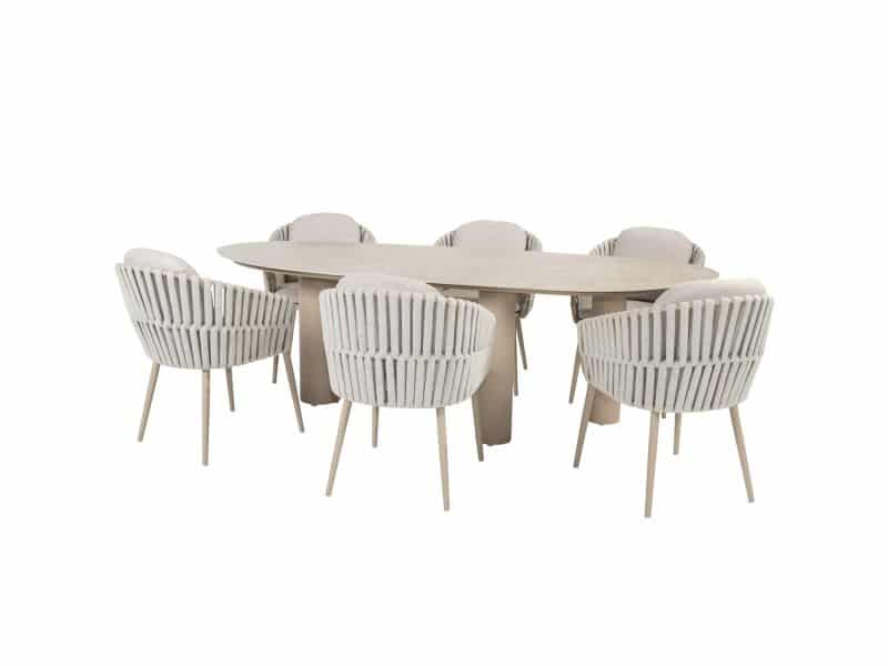 Estate Eva dining tuinset 240x105xH75 cm 7 delig keramiek latte Taste 4SO