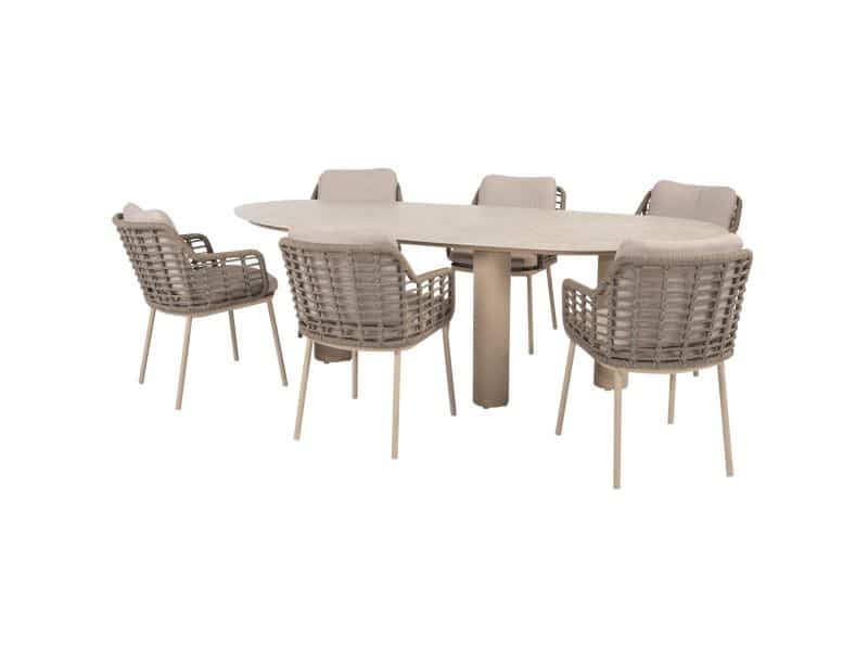 Estate Puglia dining tuinset 240x105xH75 cm 7 delig keramiek latte Taste 4SO