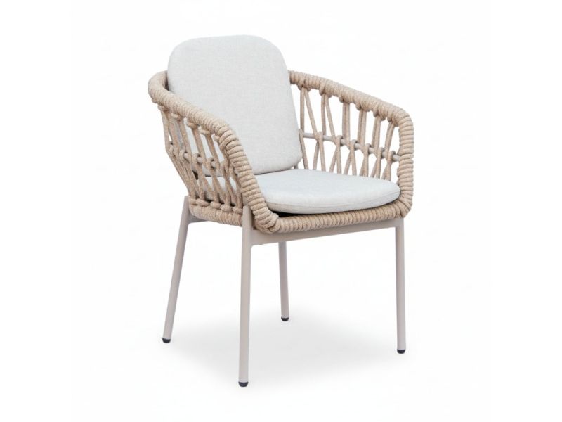 Femke dining tuinstoel | touw + aluminium | beige
