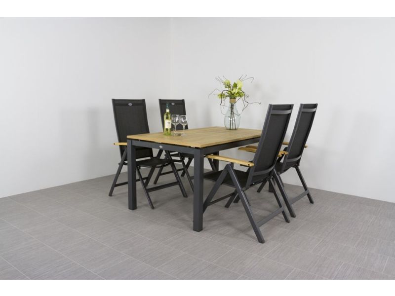 Hartman Sonata tuintafel 160 met 4 Napoli verstelbare tuinstoel