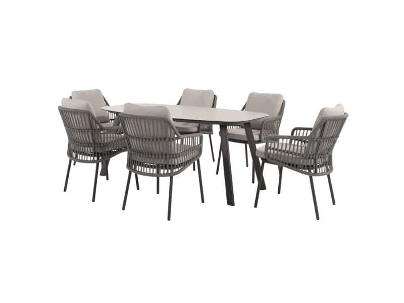 Manolo Alicante dining tuinset 180x95xH75 cm 7 delig antraciet Taste 4SO