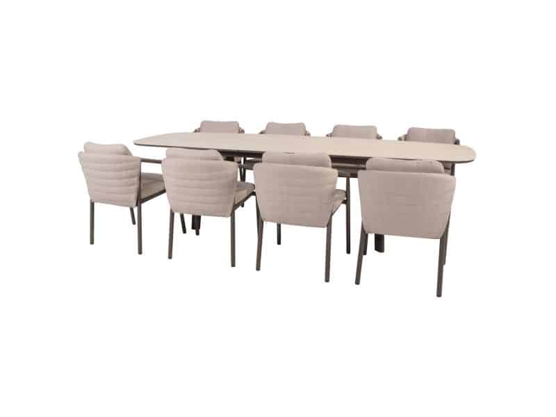 Manolo Barolo uitschuifbare dining tuinset 230-290xH75 cm 9 delig keramiek terre Taste 4SO