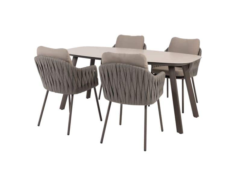 Manolo Cannes dining tuinset 180x95xH75 cm 5 delig keramiek terre Taste 4SO