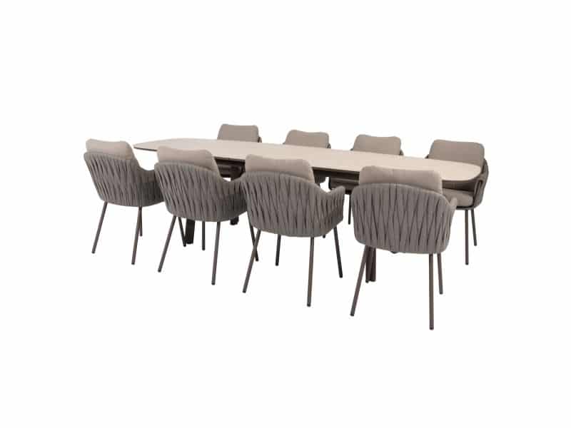 Manolo Cannes dining tuinset 230-290x100xH75 cm 9 delig uitschuifbaar keramiek terre Taste 4SO