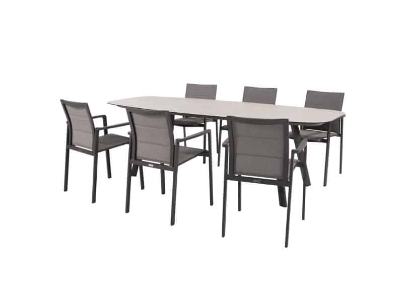 Manolo Cortina dining tuinset 240x103xH75 cm 7 delig keramiek antraciet Taste 4SO
