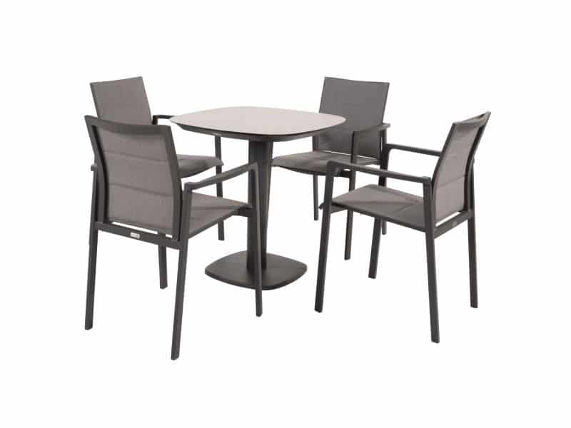 Manolo Cortina dining tuinset 75x75xH75 cm 5 delig keramiek antraciet Taste 4SO