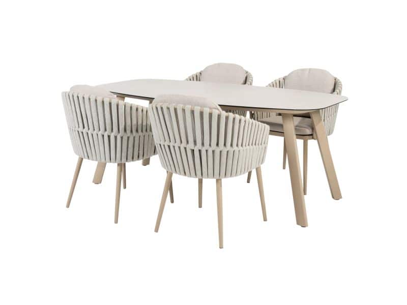Manolo Eva dining tuinset 180x95xH75 cm 5 delig keramiek latte Taste 4SO