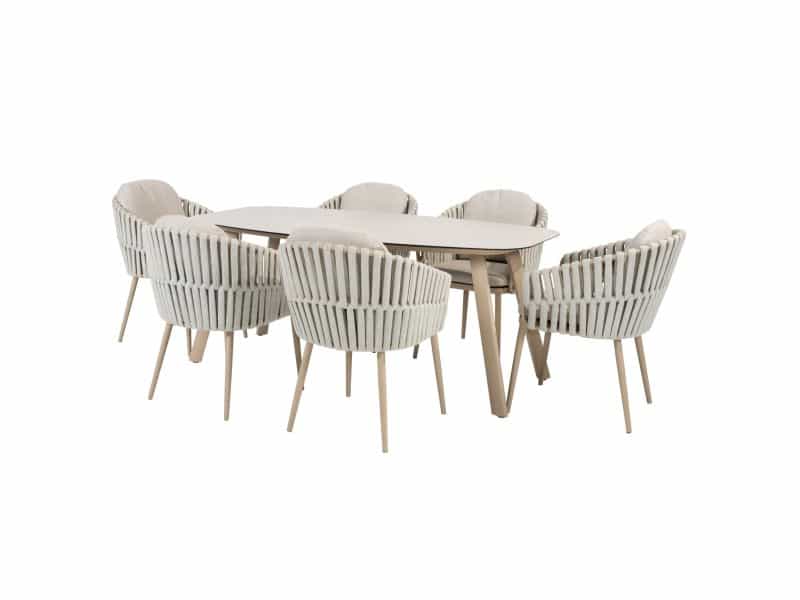 Manolo Eva dining tuinset 180x95xH75 cm 7 delig keramiek latte Taste 4SO