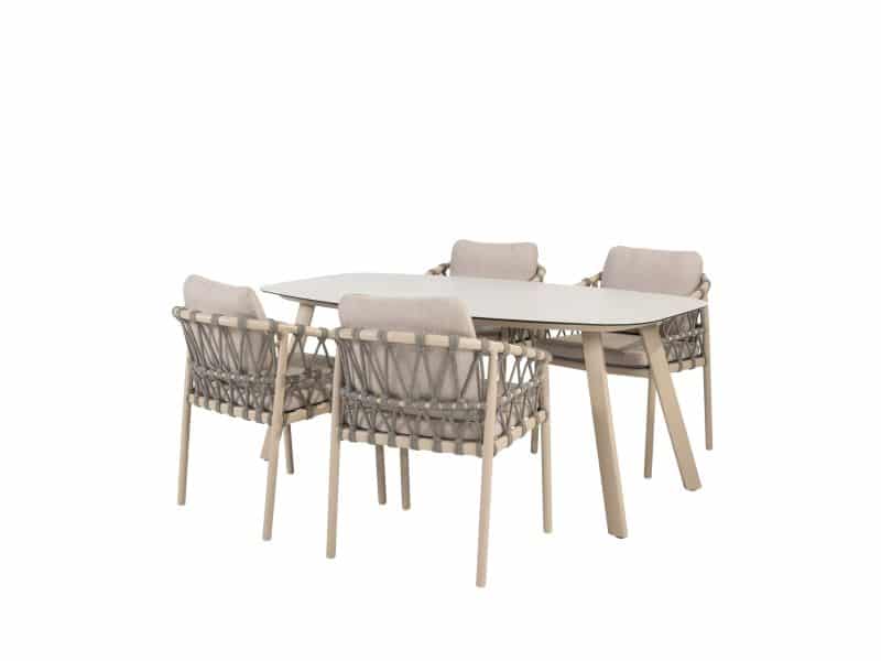 Manolo Piacenza dining tuinset 180x95xH75 cm 5 delig keramiek latte Taste 4SO
