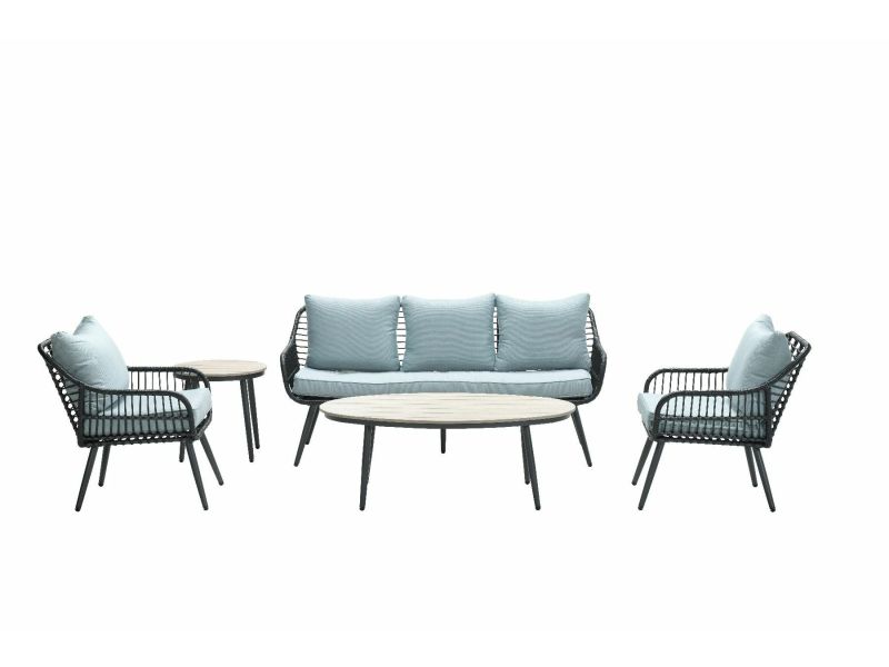 Margriet Lounge set 5 delig carbon black- mint