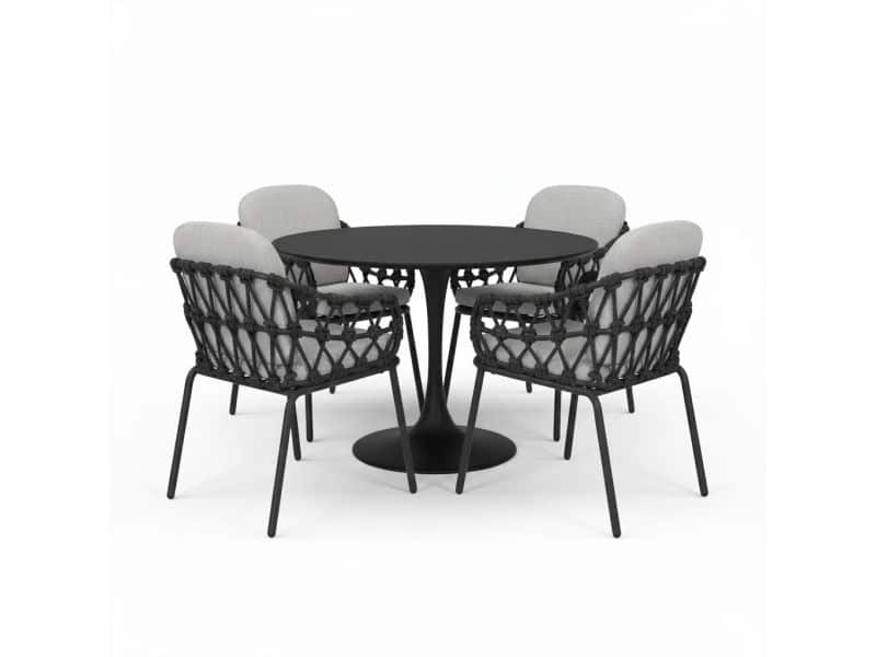 Matera Flair dining tuinset 5-delig antraciet 120xH75cm