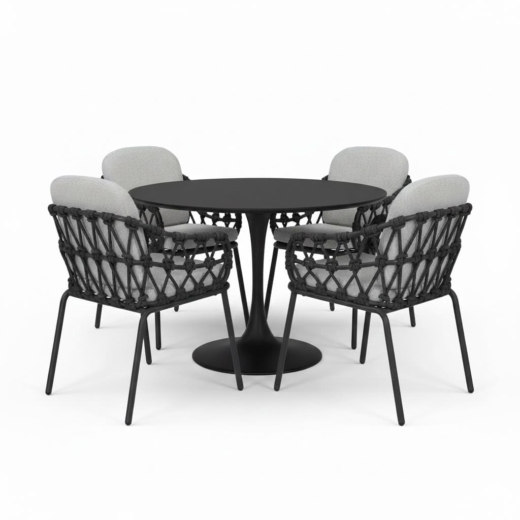 matera flair dining tuinset 5 delig antraciet 120xh75cm