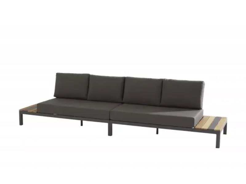 Meridien 2 x 2-Zits Element met Teak Platform L + R incl. 3 Kussens