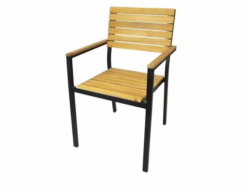 Milo stapelbare tuinstoel met teak en Zwart frame