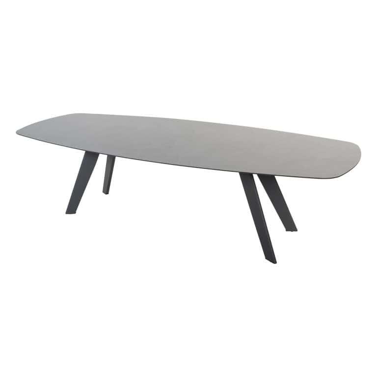 montana tafel onderstel antraciet 280 x 113 cm barrel met blad antraciet keramiek terrazzo 4so 4so