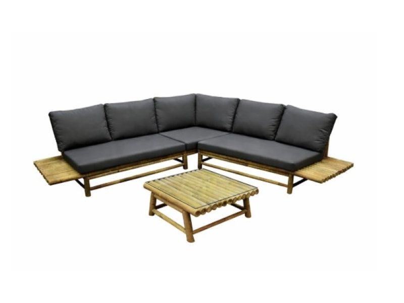Piton hoek loungeset 4 delig bamboe