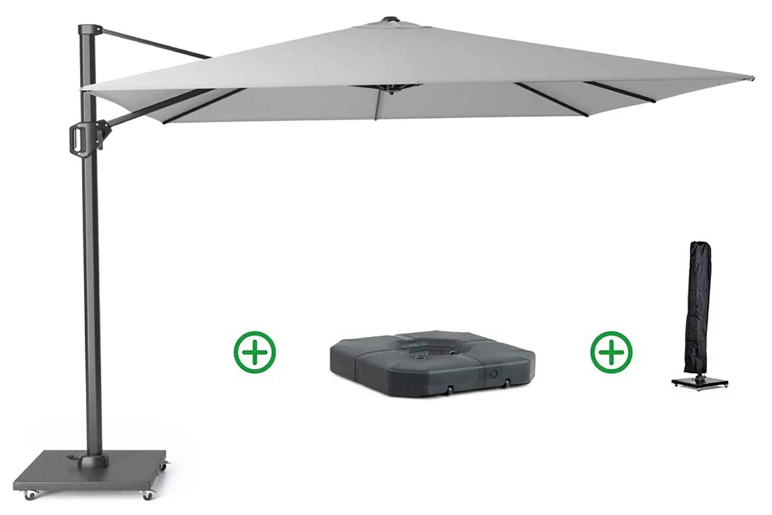 platinum challenger zweefparasol 3x3m t1 (incl. voet + hoes) light grey