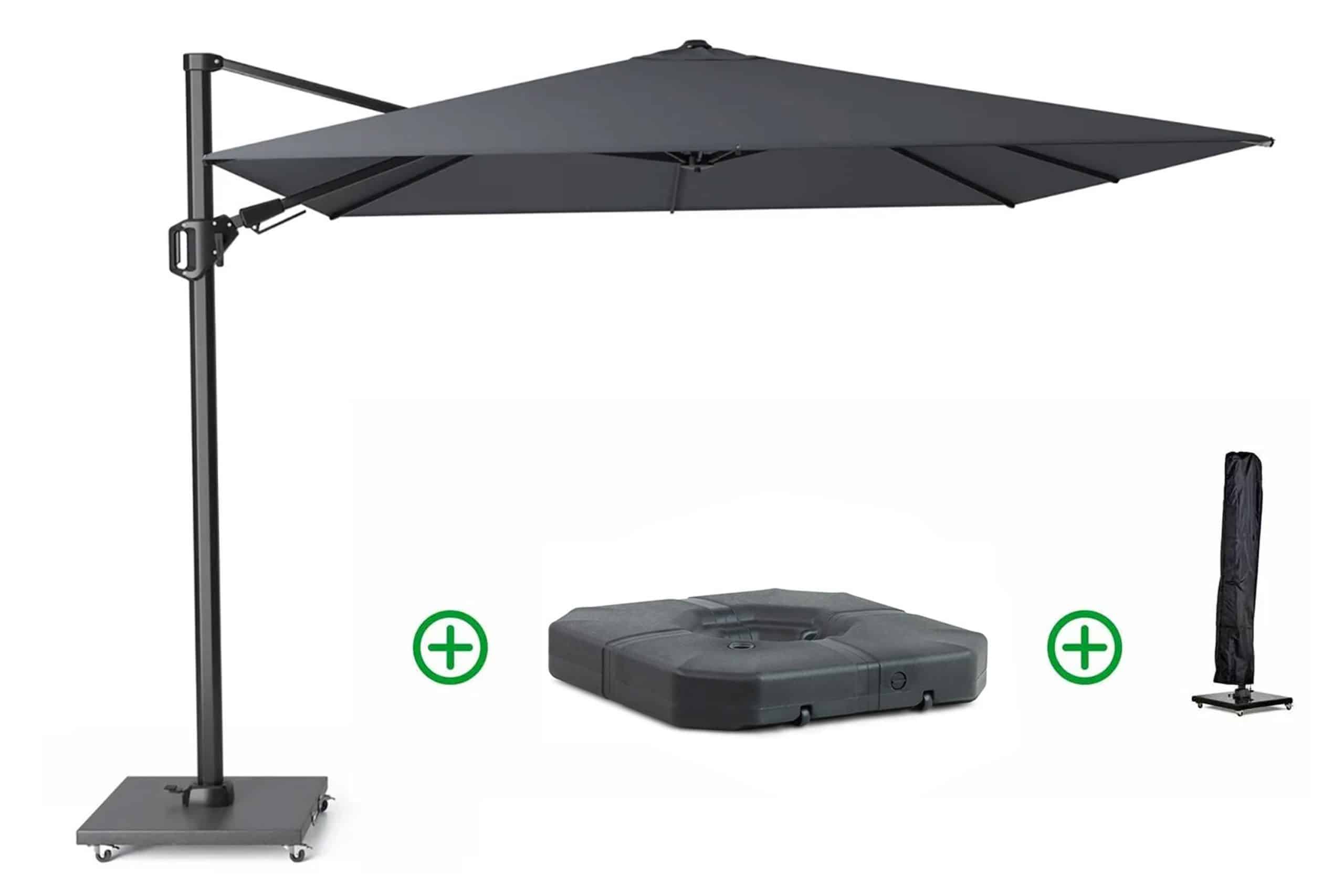 platinum challenger zweefparasol 3x3m t2 (incl. voet + hoes) anthracite