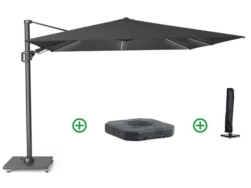 Platinum Challenger zweefparasol 3x3m T2 (incl. voet + hoes) anthracite GLOW