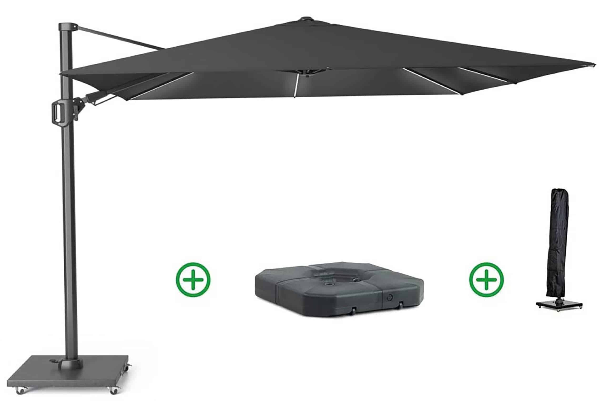 platinum challenger zweefparasol 3x3m t2 (incl. voet + hoes) anthracite glow