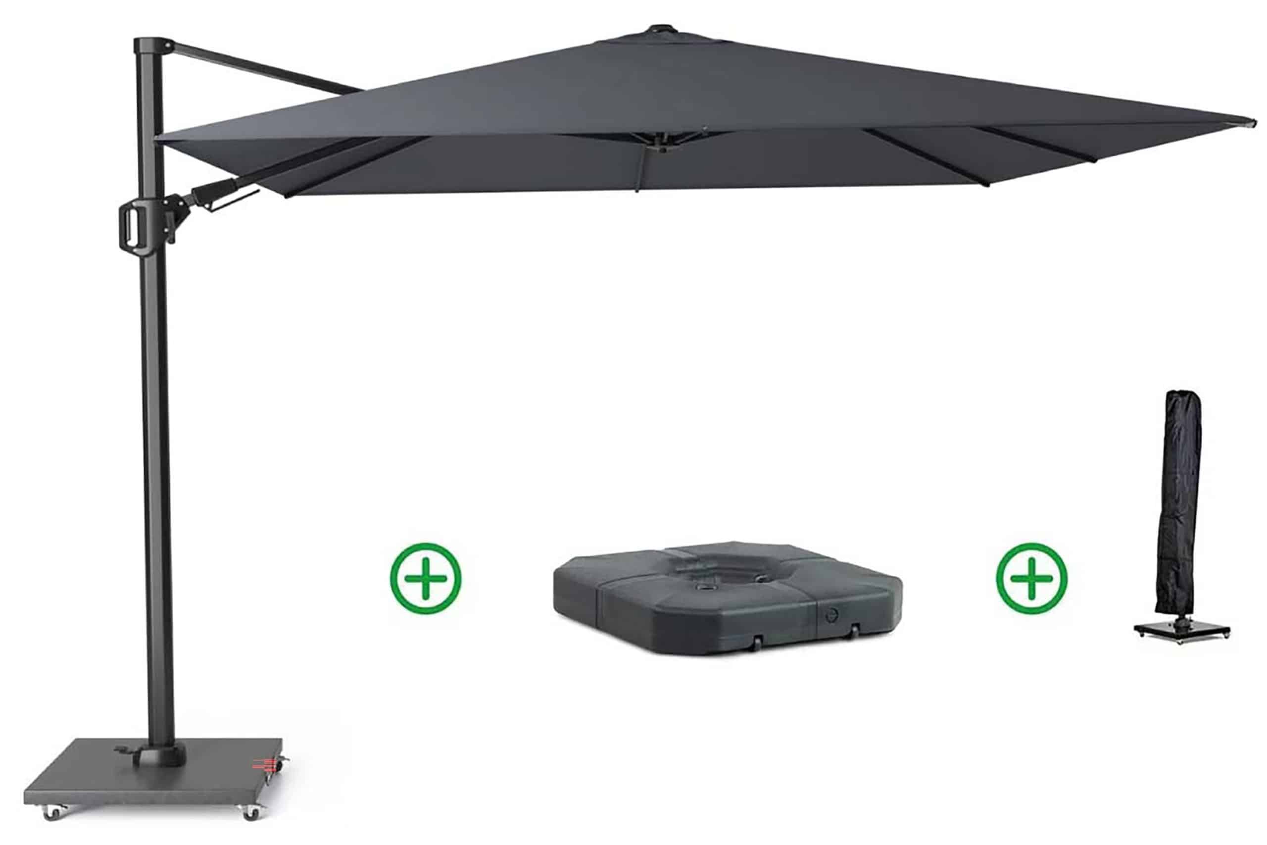platinum challenger zweefparasol 3x3m t2 (incl. voet + hoes) anthracite