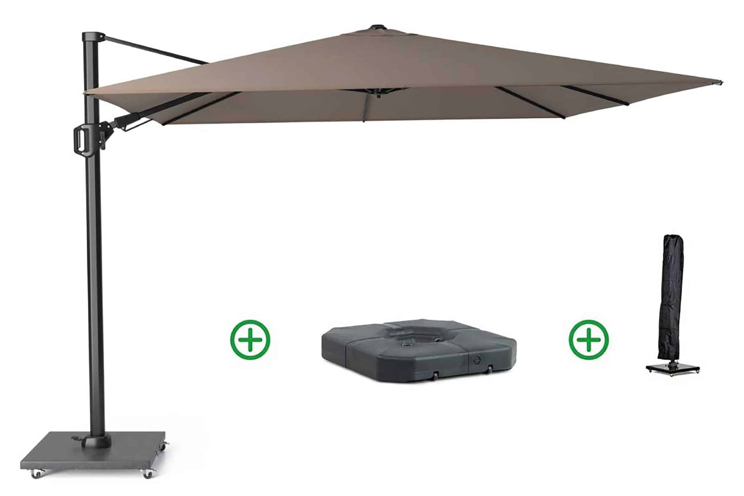 platinum challenger zweefparasol 3x3m t2 premium (incl. voet + hoes) havana