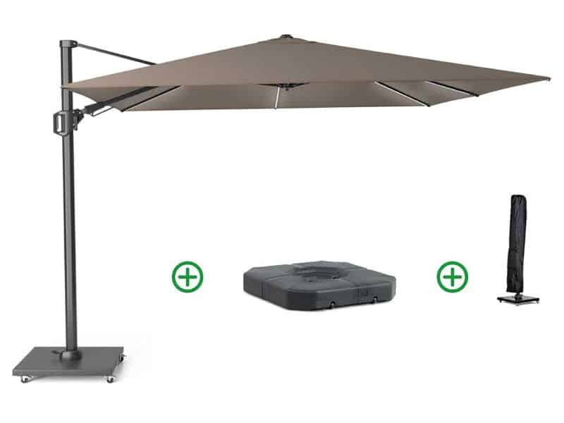 Platinum Challenger zweefparasol 3x3m T2 premium (incl. voet + hoes) havana