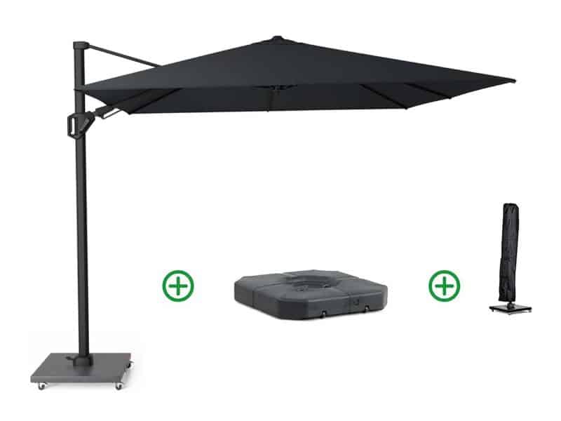 Platinum Challenger zweefparasol 3x3m T2 premium (incl. voet + hoes) jet black