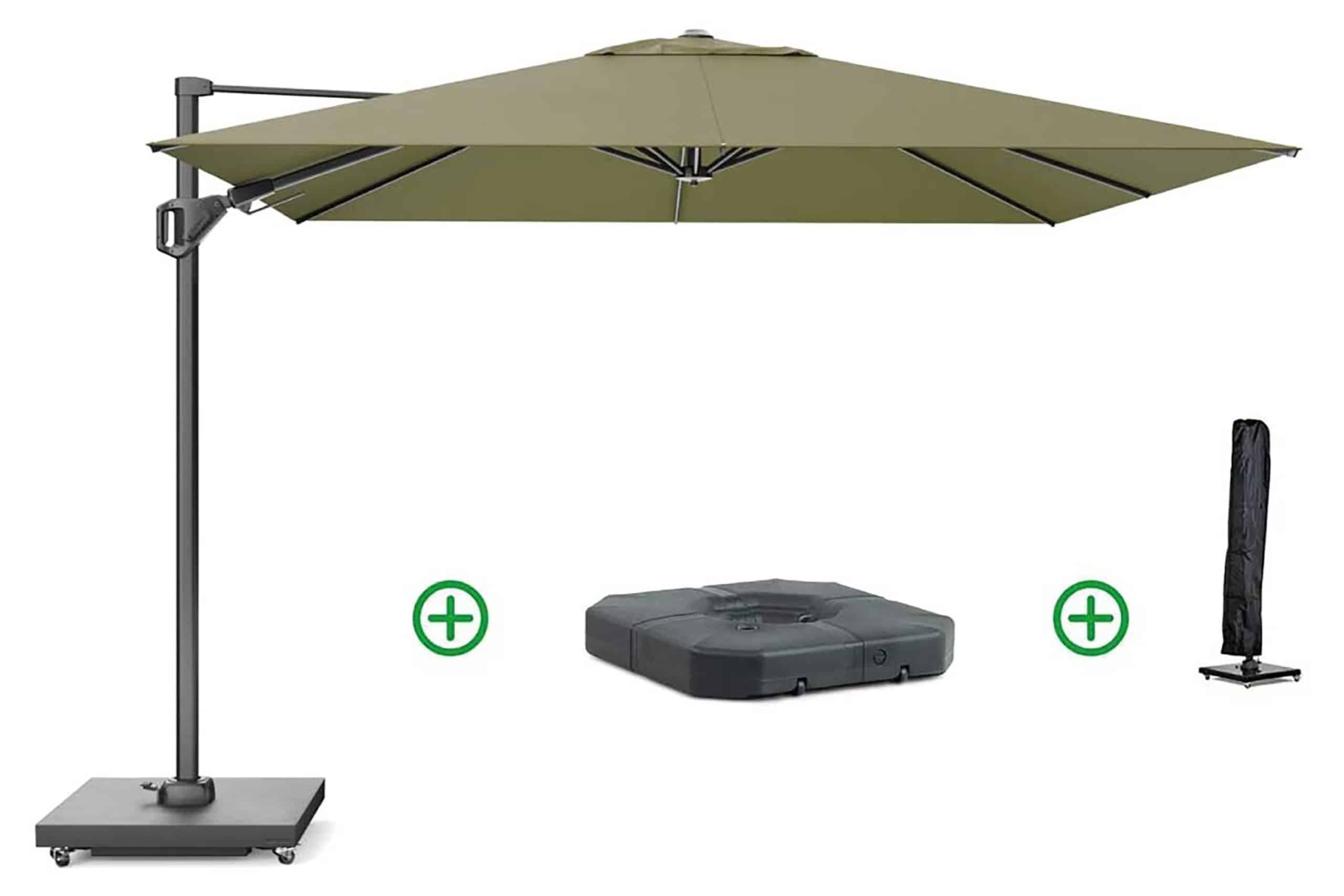 platinum challenger zweefparasol 3x3m t2 premium (incl. voet + hoes) lush green