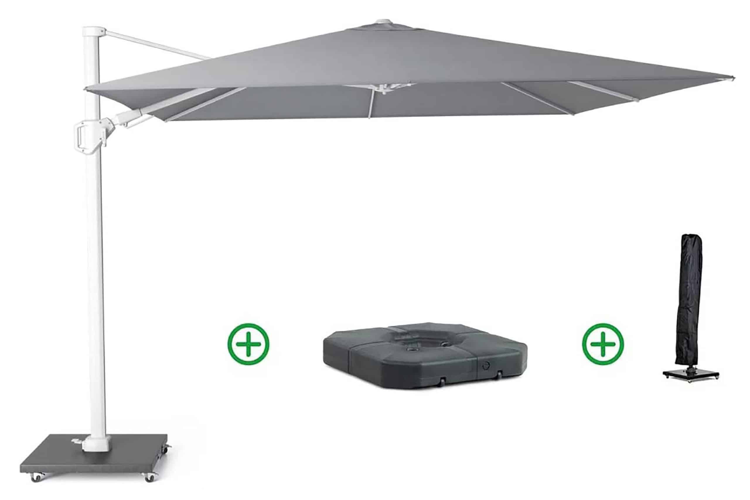 platinum challenger zweefparasol 3x3m t2 wit frame (incl. voet + hoes) manhattan