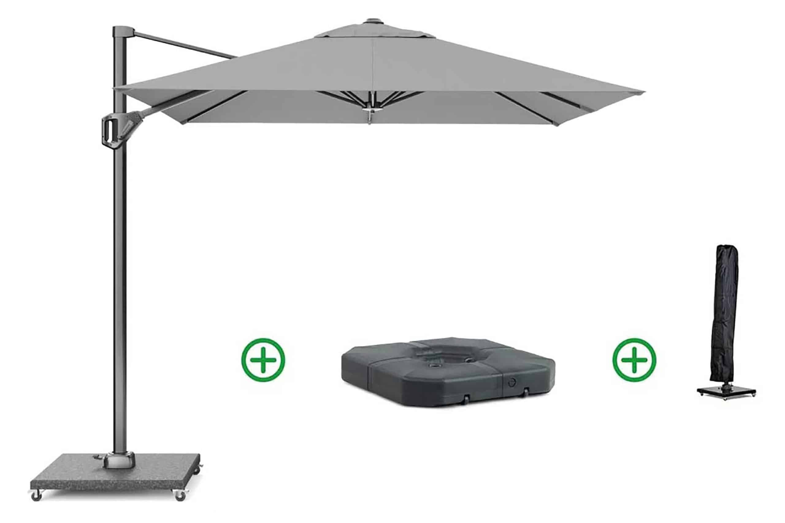 platinum voyager zweefparasol 2.5×2.5m t1 (incl. voet + hoes) light grey