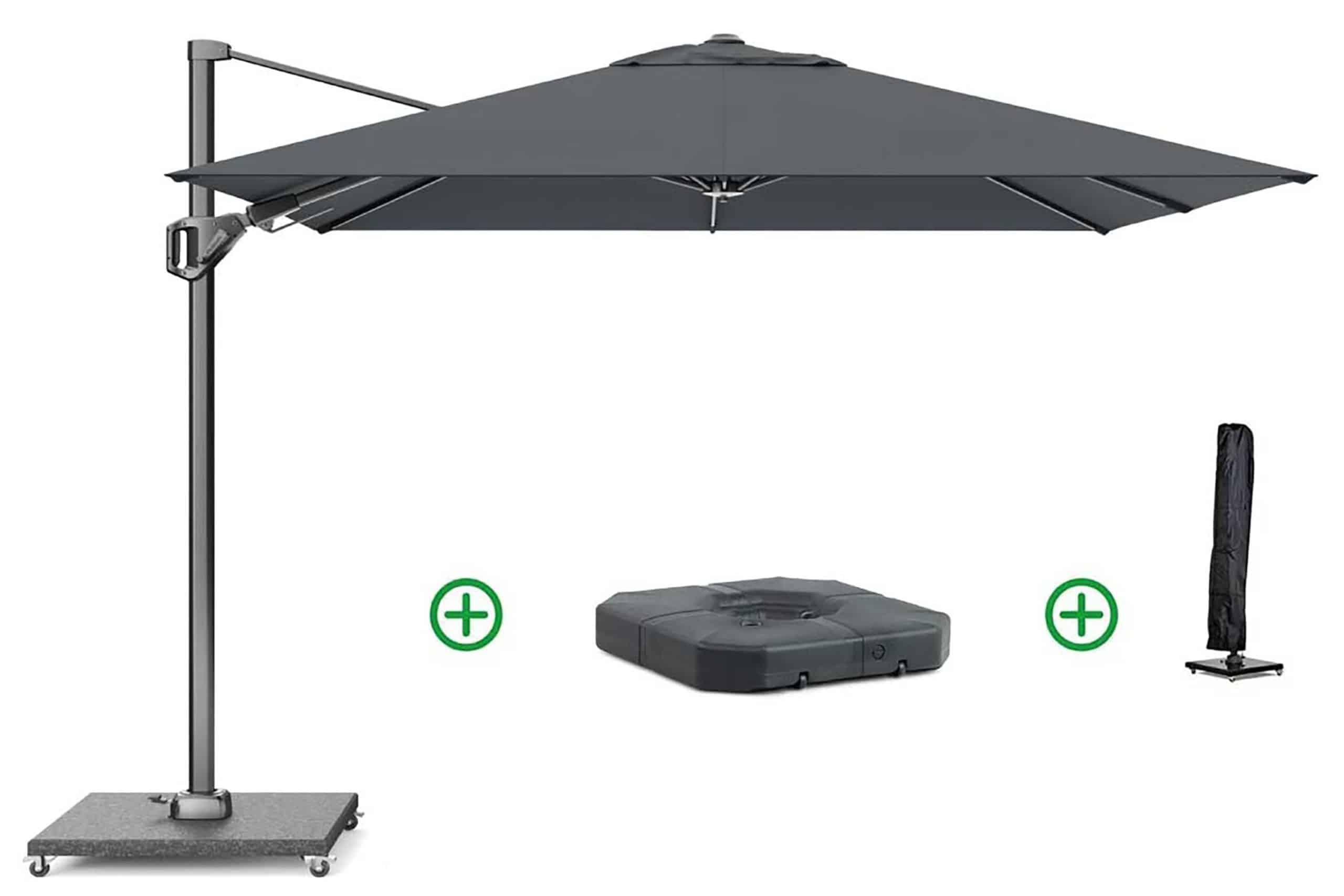 platinum voyager zweefparasol 2.7×2.7m t2 (incl. voet + hoes) antracite