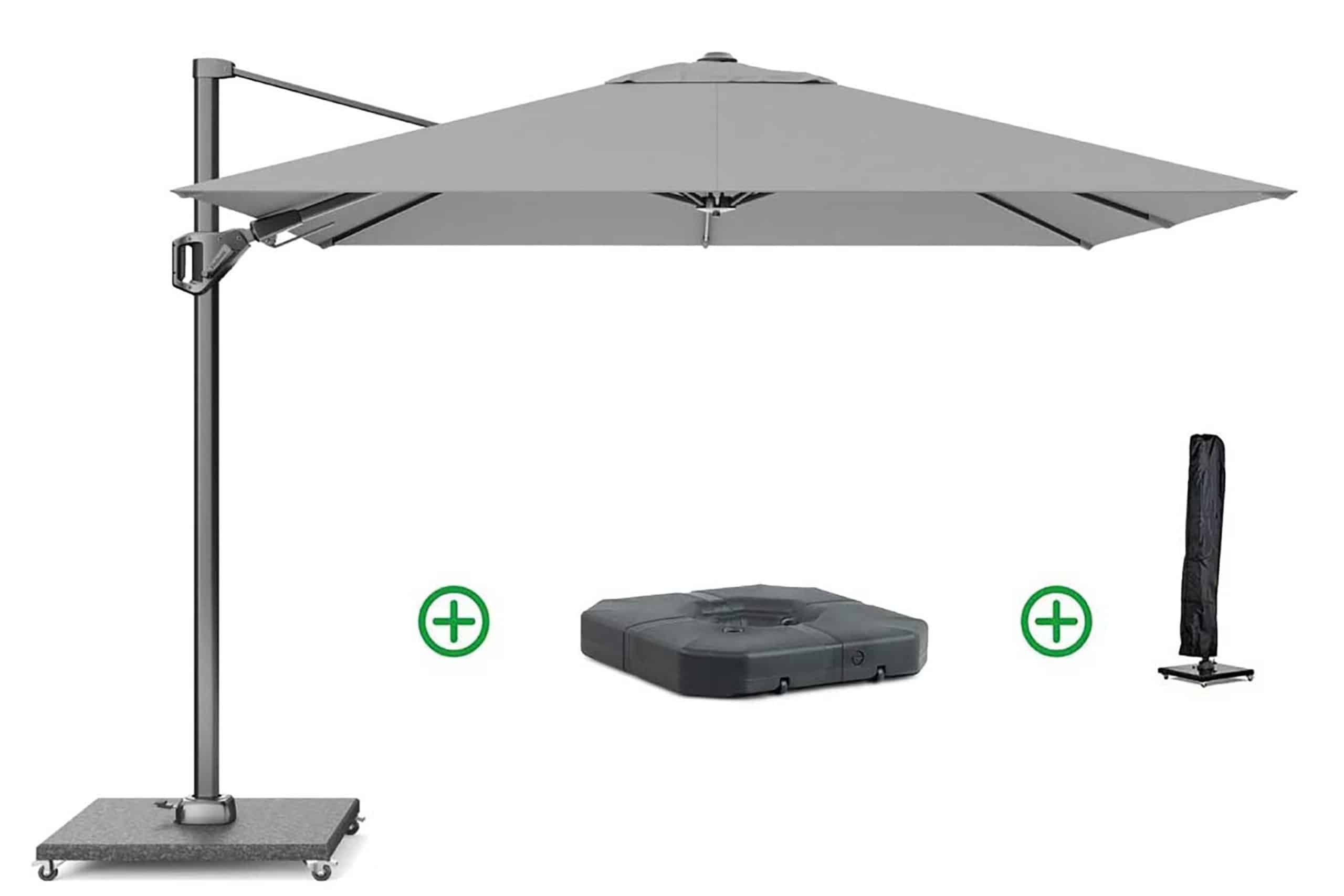 platinum voyager zweefparasol 2.7×2.7m t2 (incl. voet + hoes) light grey