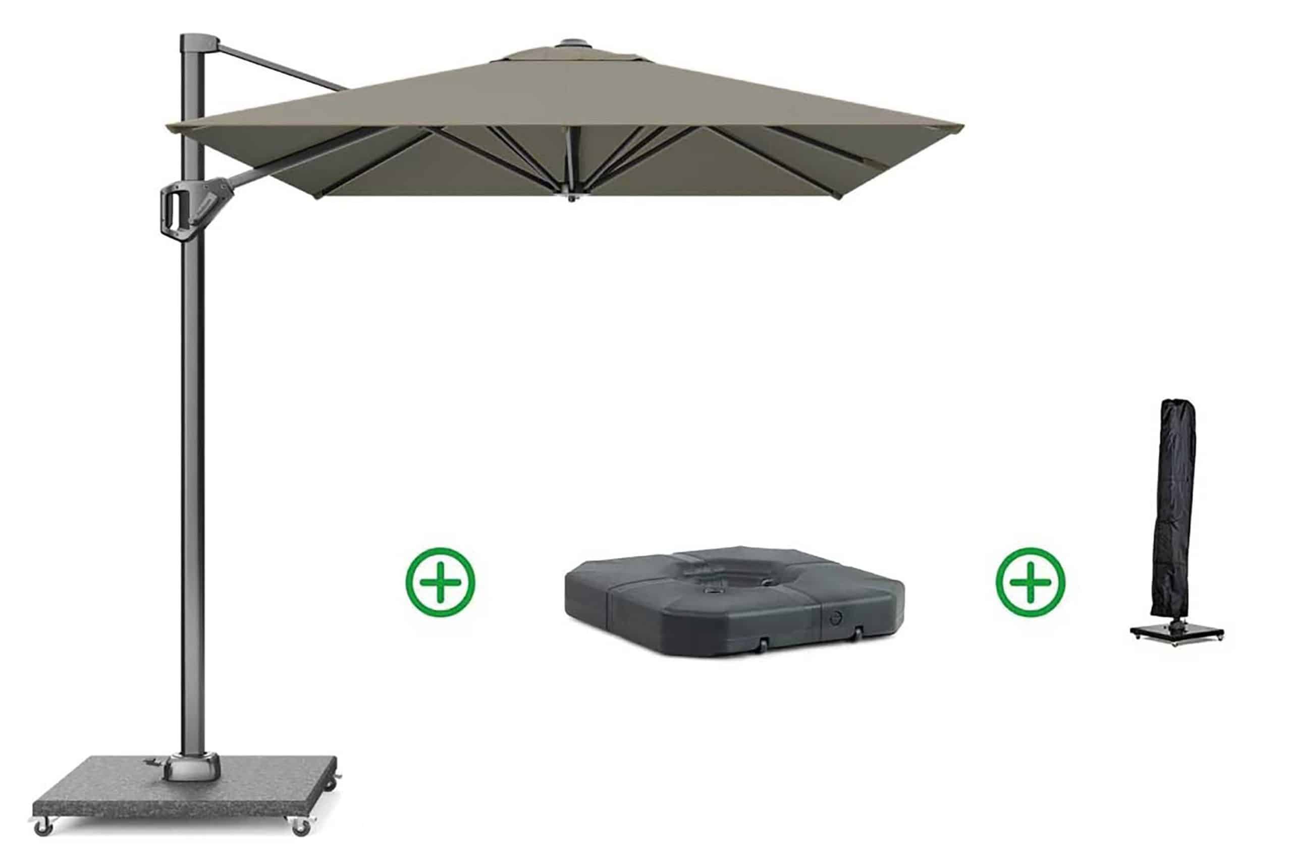 platinum voyager zweefparasol 3x2m t1 (incl. voet + hoes) taupe
