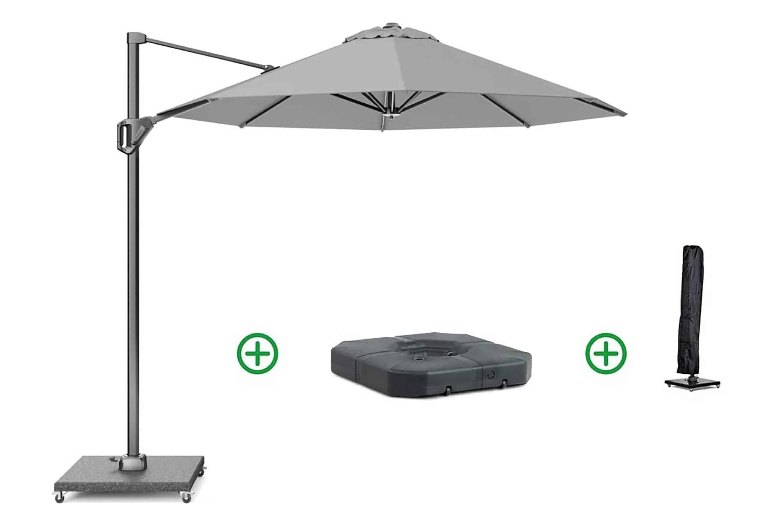 platinum voyager zweefparasol Ø3m t1 (incl.voet + hoes) light grey
