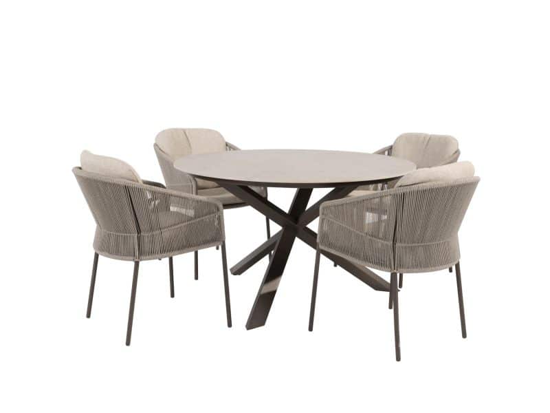 Prado Florence dining tuinset 130xH75 cm rond 5 delig keramiek terre Taste 4SO