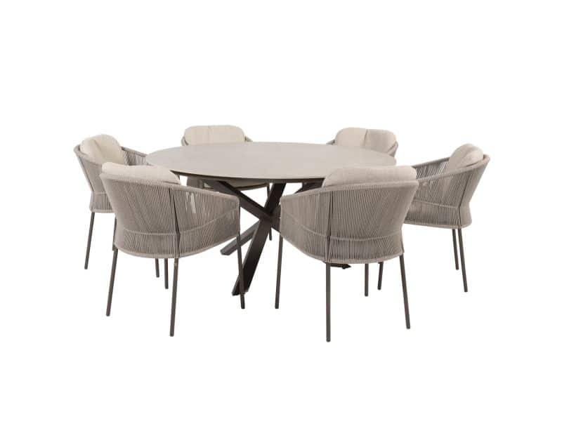 Prado Florence dining tuinset 160xH75 cm rond 7 delig keramiek terre Taste 4SO