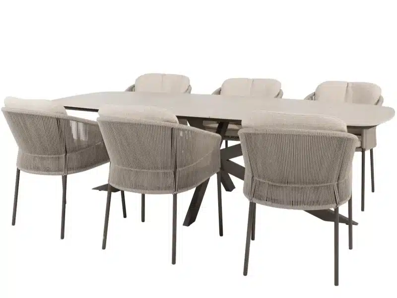 Prado Florence dining tuinset 240x105xH75 cm 7 delig terre keramisch deens ovaal Taste 4SO