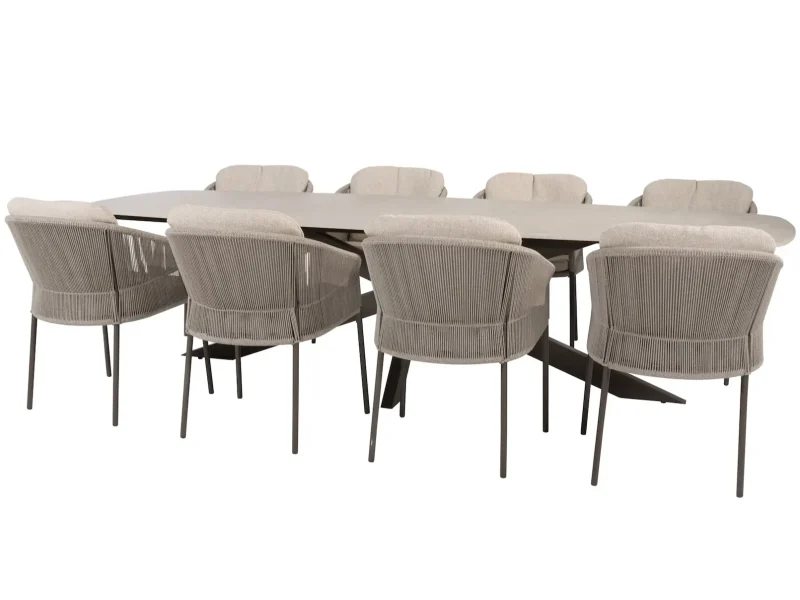 Prado Florence dining tuinset 300x110xH75 cm 9 delig terre keramisch deens ovaal Taste 4SO