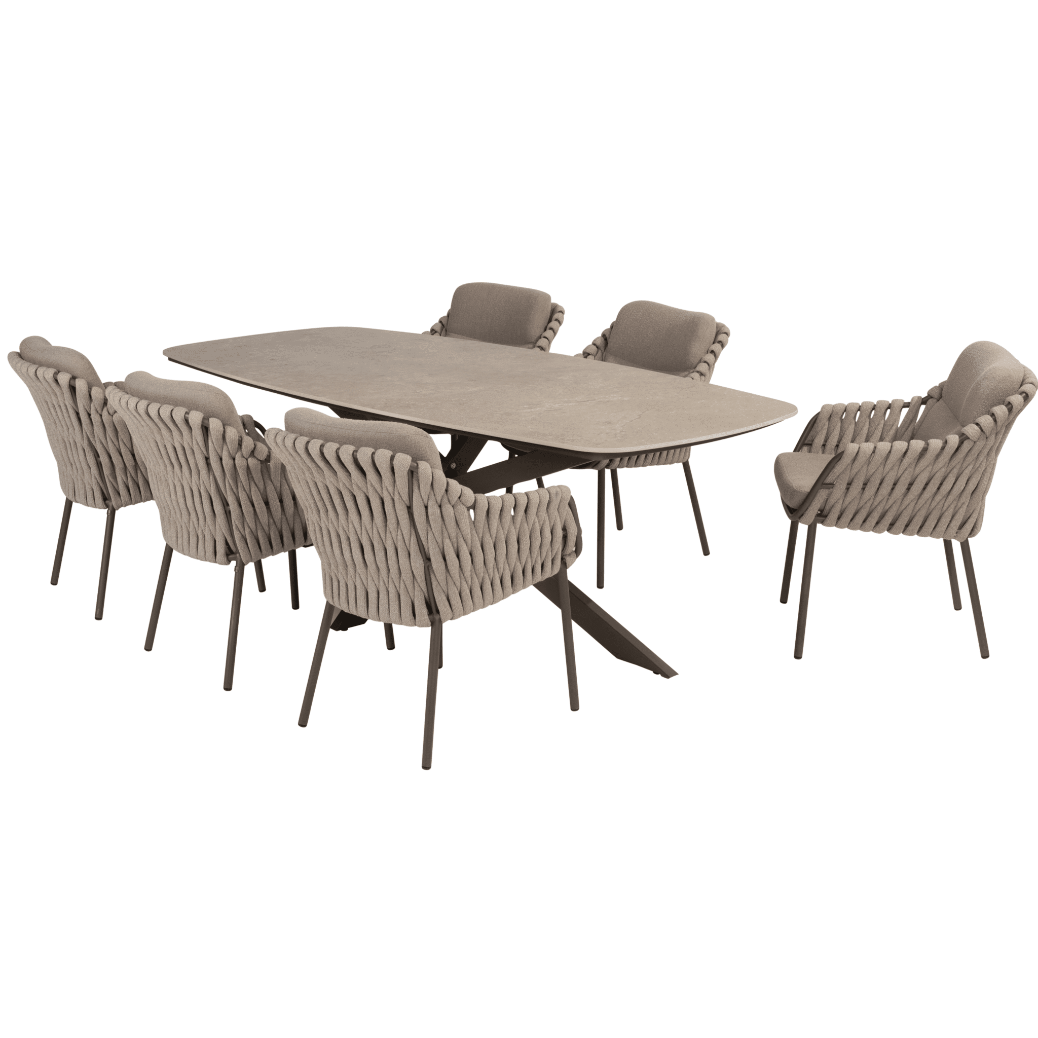 prado montera barrel dining tuinset 7 delig 240x105xh75 cm keramiek terre 4 seasons outdoor