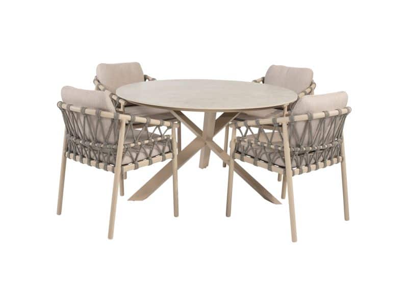 Prado Piacenza dining tuinset 130xH75 cm 5 delig keramiek latte Taste 4SO