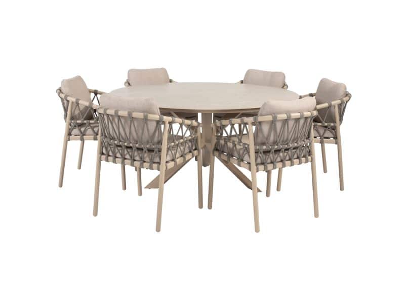 Prado Piacenza dining tuinset 160xH75 cm 7 delig keramiek latte Taste 4SO
