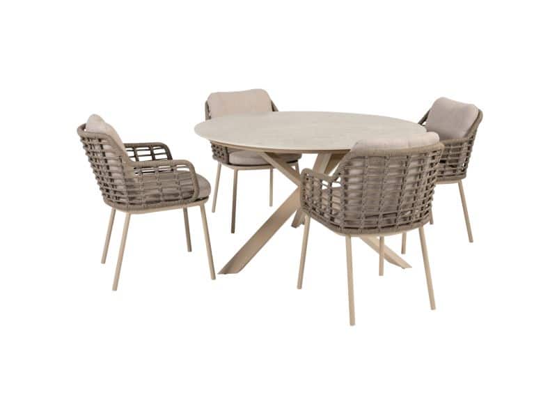 Prado Puglia dining tuinset 130xH75 cm 5 delig keramiek latte Taste 4SO