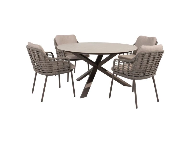 Prado Puglia dining tuinset 130xH75 cm 5 delig keramiek terre Taste 4SO