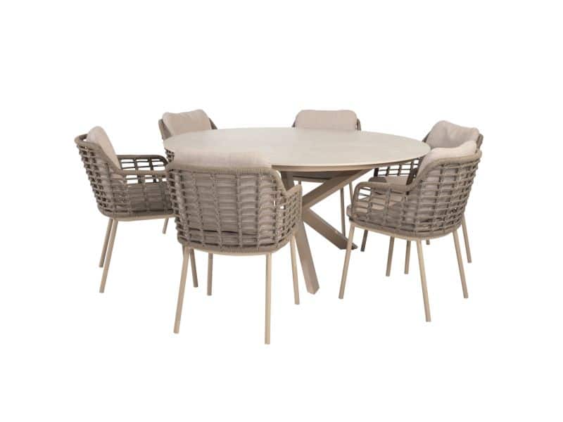 Prado Puglia dining tuinset 160xH75 cm 7 delig keramiek latte Taste 4SO