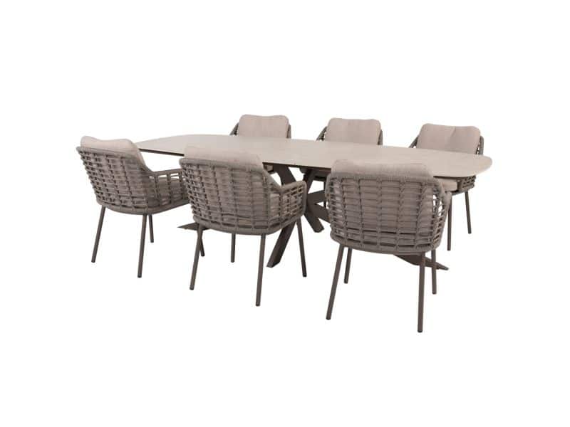 Prado Puglia dining tuinset 240x105xH75 cm 7 delig keramiek terre Taste 4SO